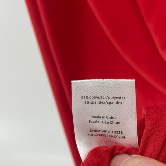 Halston Red Maxi‎ Dress Sleeveless Ruched Tie Front Cocktail Elegant Formal XS - Picture 5 of 7